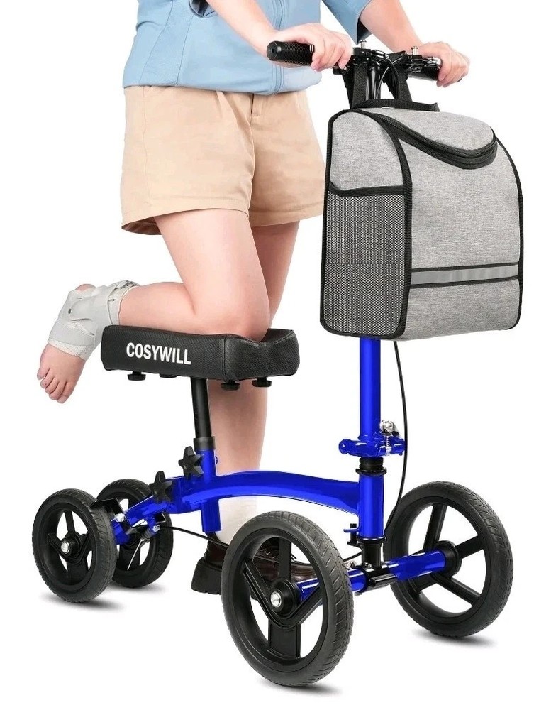 COSYWILL Steerable Knee Scooter Walker Foldable Blue Color