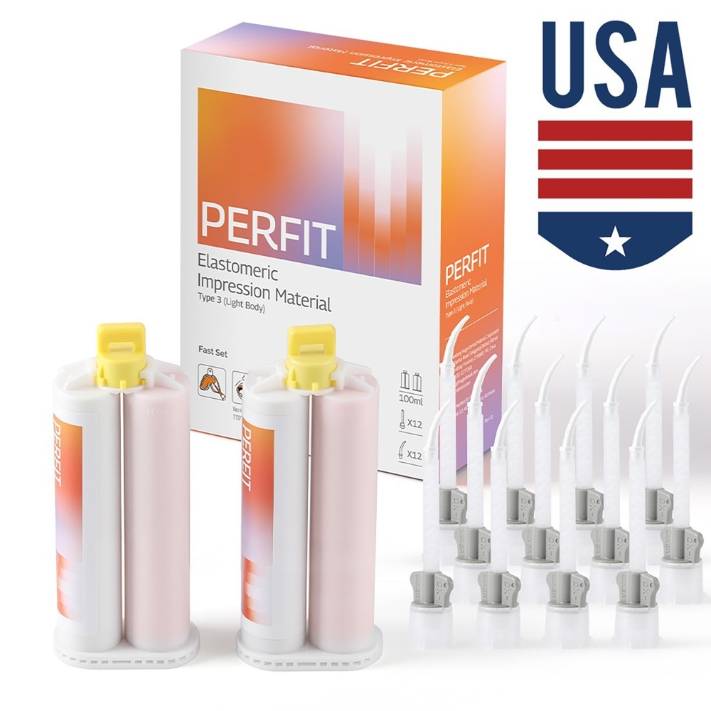 Dental Elastomeric Impression Material Light Body Normal/Fast 50ml*2 w/ Tips Kit