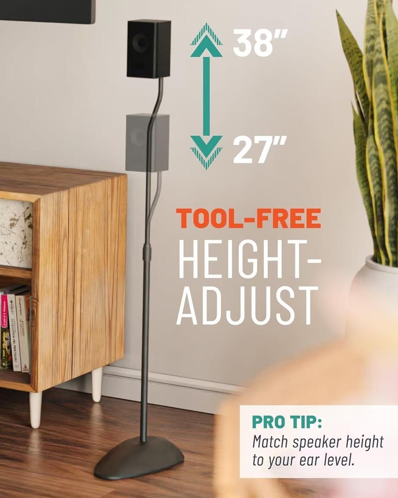 Universal Speaker Stands Height Adjustable With Universal Compatibility Pair New