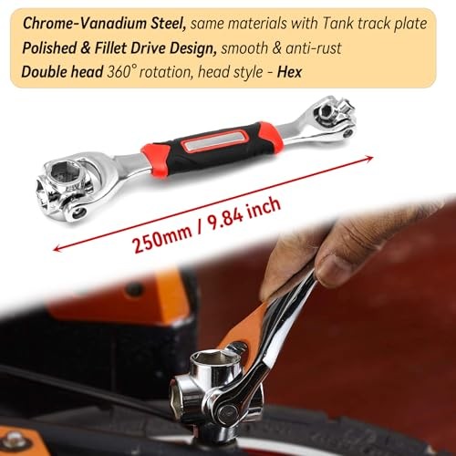 Universal Wrench 8 in 1 Socket Multi-function Tool with 360° Rotating 12-19mm