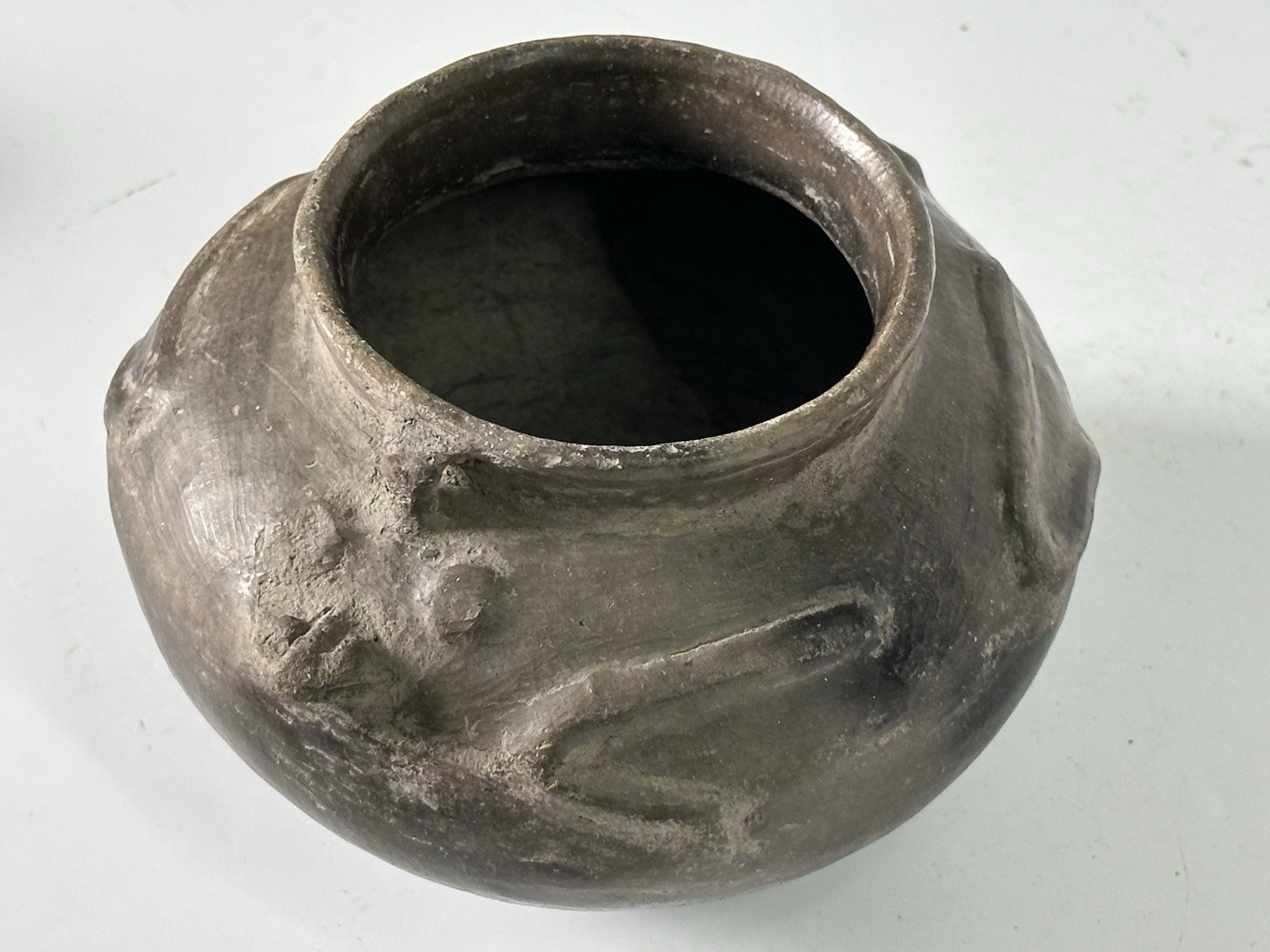 RARE FROG EFFIGY POTTERY BOWL, PEMISCOT CO. MISSOURI POT, EX GANT, FITZGERALD