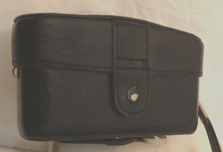 Minox 35 Snap Close Fitted Black Leather Camera Case with Wrist Strap EE