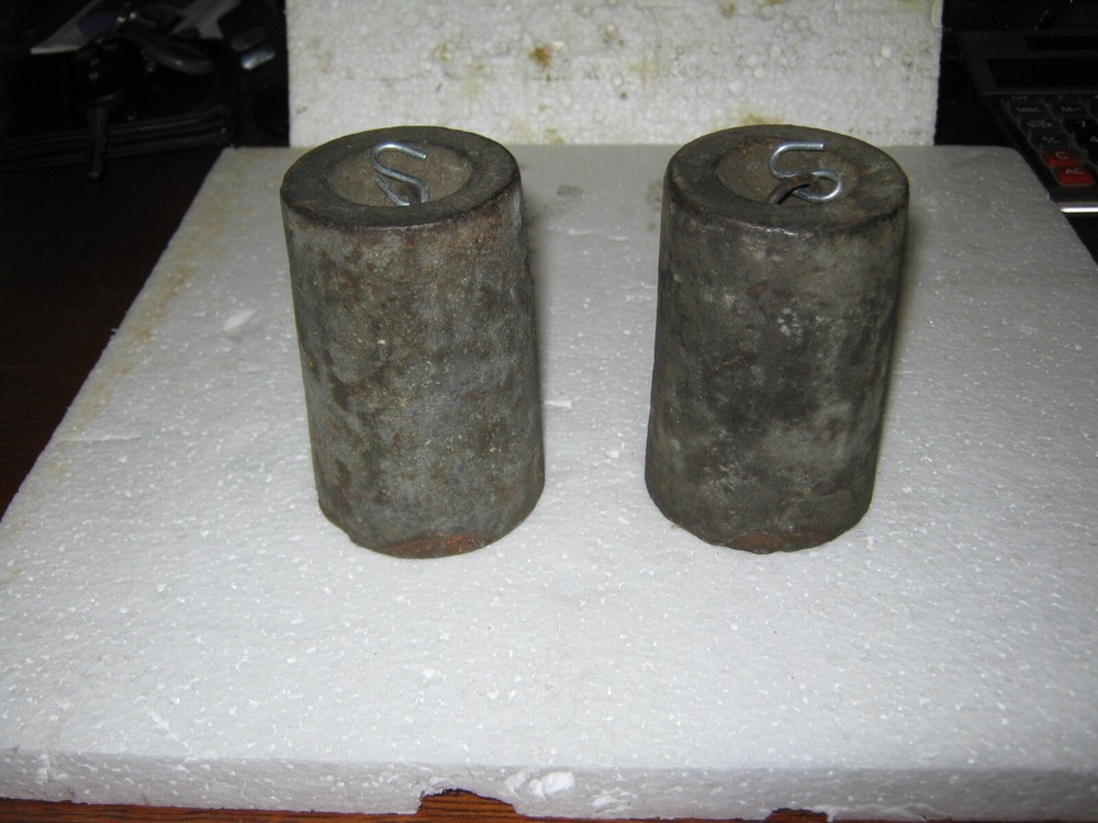 Woodworks Clock Weights: ~ 3lbs 7oz each