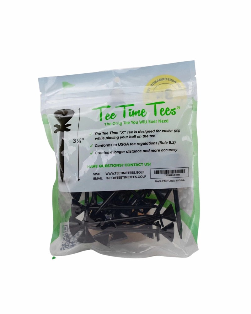 Golf Tee's 25 Pack X Tee's Black Plastic Tee