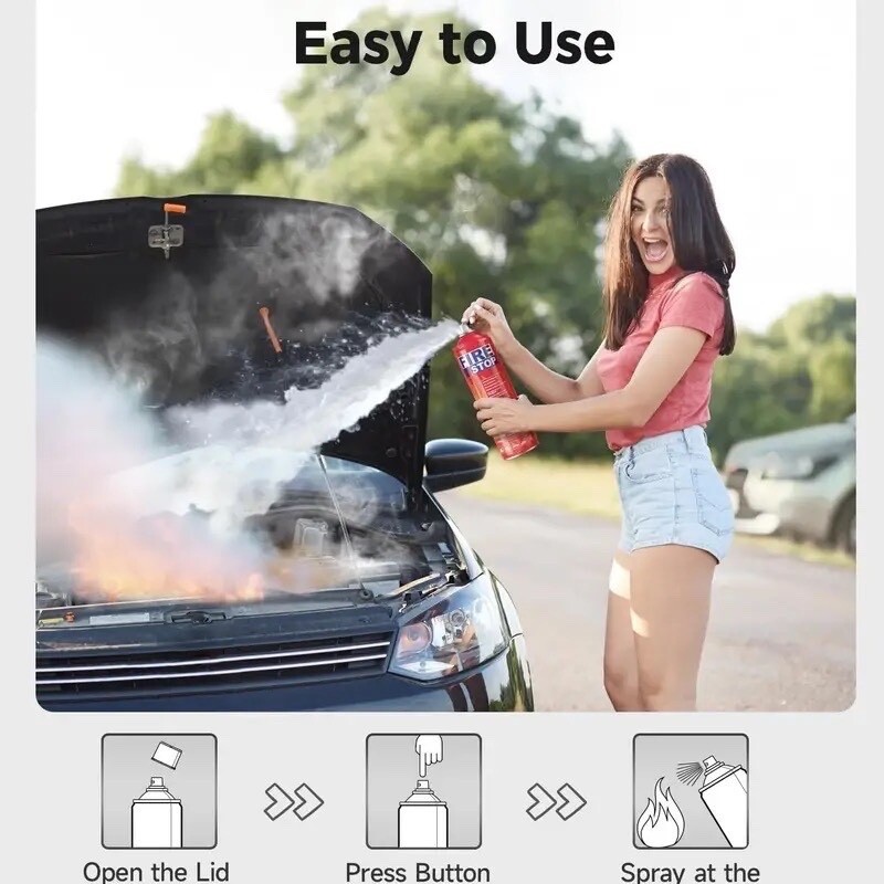 🔥2-Pack FIRE-STOP Extinguisher Spray Cans Portable A,B,C,K W/ Mount Bracket🧯