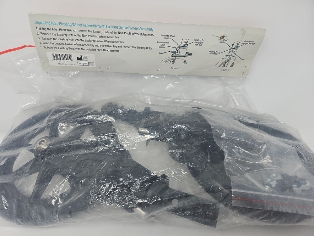 Stander 4308 Walker Locking Swivel Wheel Kit Replacement Casters