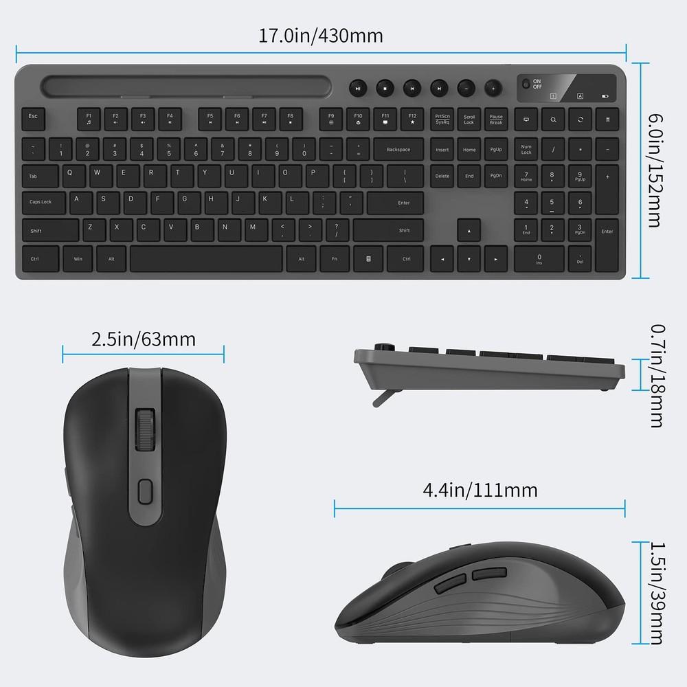 Wireless Keyboard and Mouse Combo 2.4G Ergonomic Wireless Computer Keyboard w...