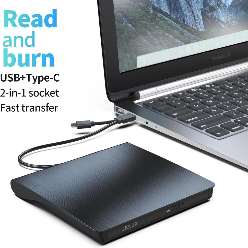 External CD DVD Drive,Usb 3.0 and Type-C CD DVD Disc Reader Writer Burner Player