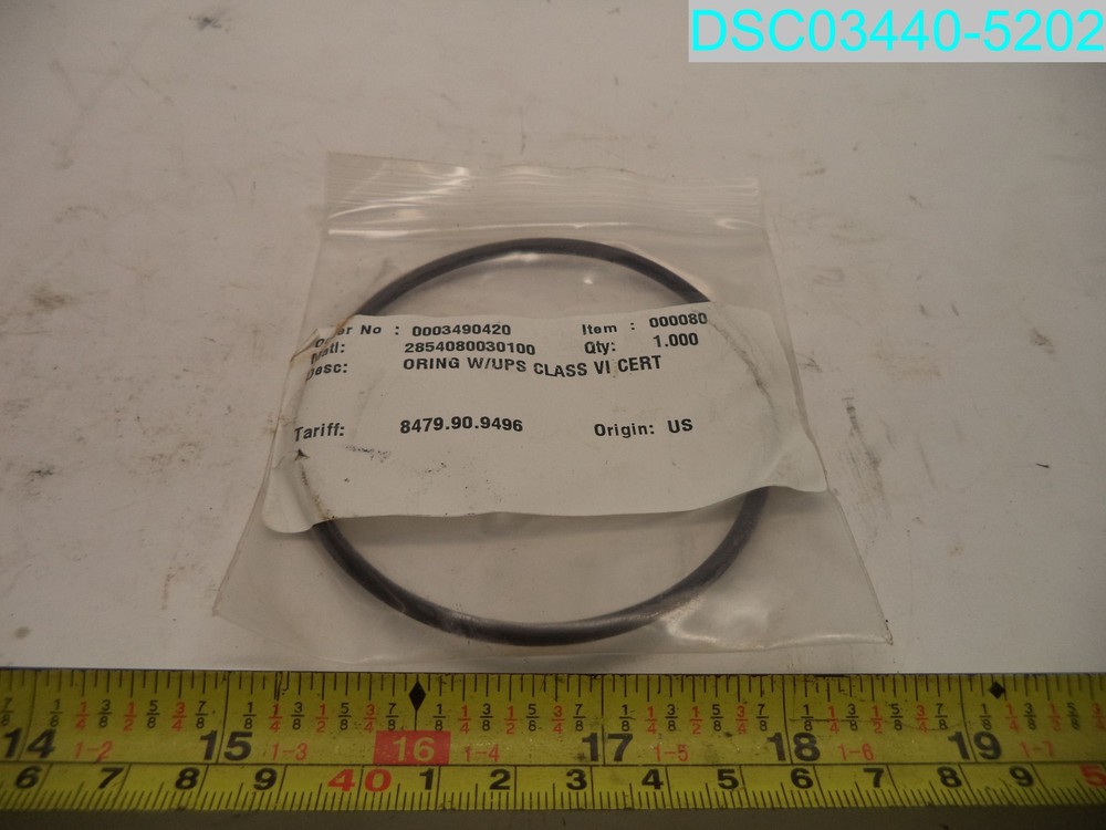 000080 O-Ring W/UPS Class VI Cert 2854080030100