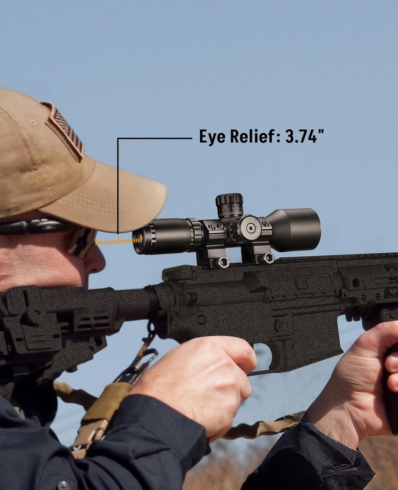 Midten 3-9x40 Compact Rifle Scope, Mil-Dot Reticle, Locking Turret, Zero Reset,