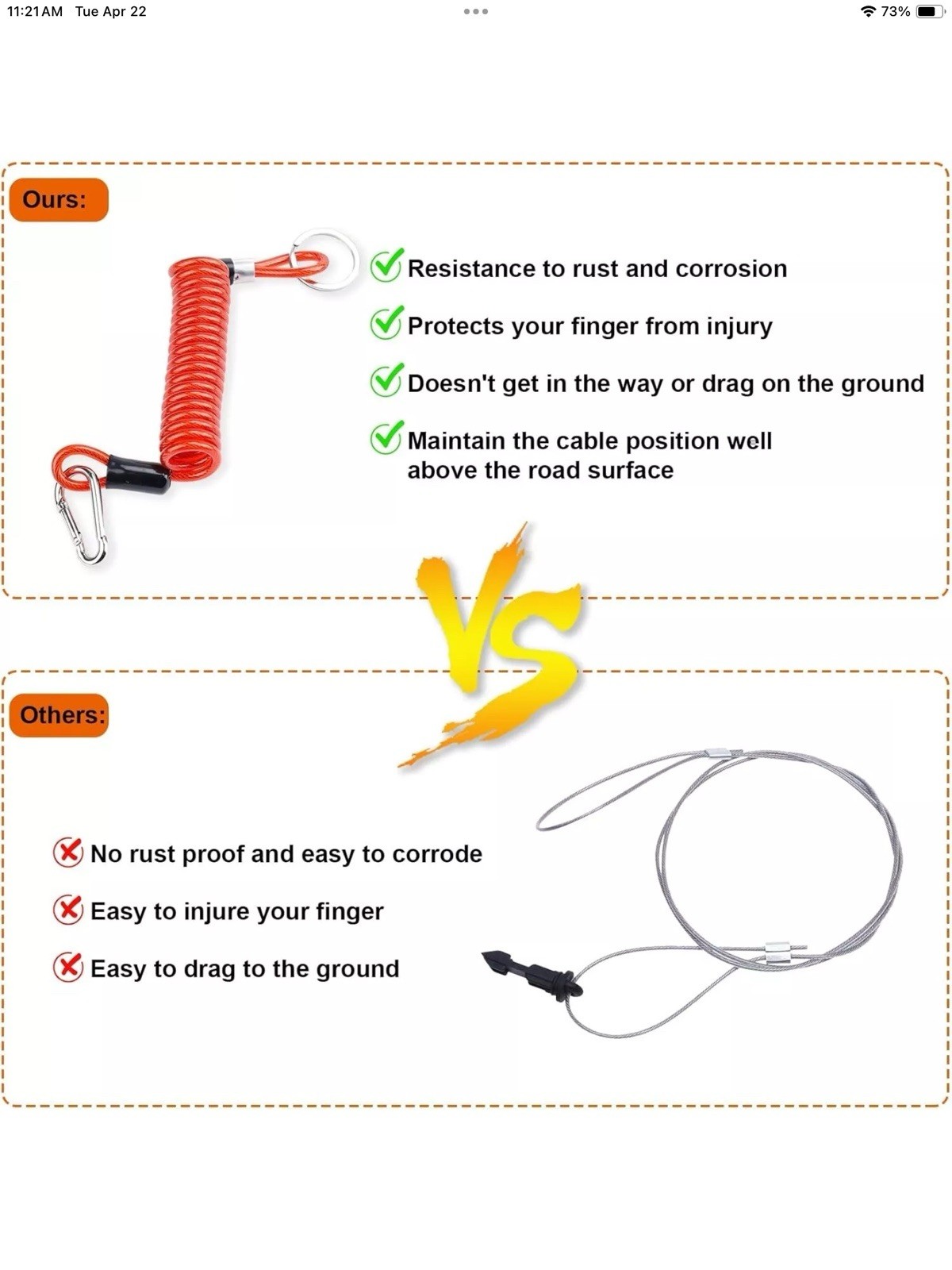 Trailer Breakaway Switch, 4FT Coiled Steel Cable For Electric Trail Brakes, New