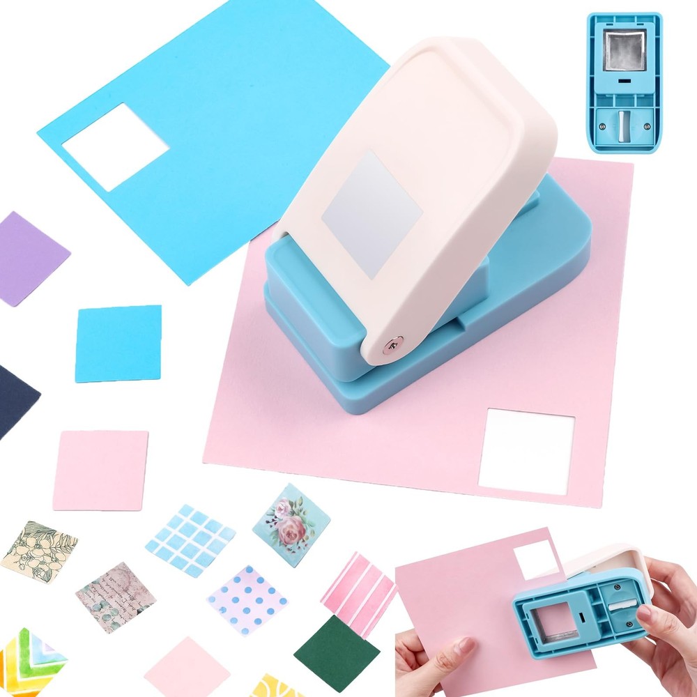 2Pcs/Set 1X0.8inch Rectangular Postage Stamp with 1" Square Punch Set, Scallo...