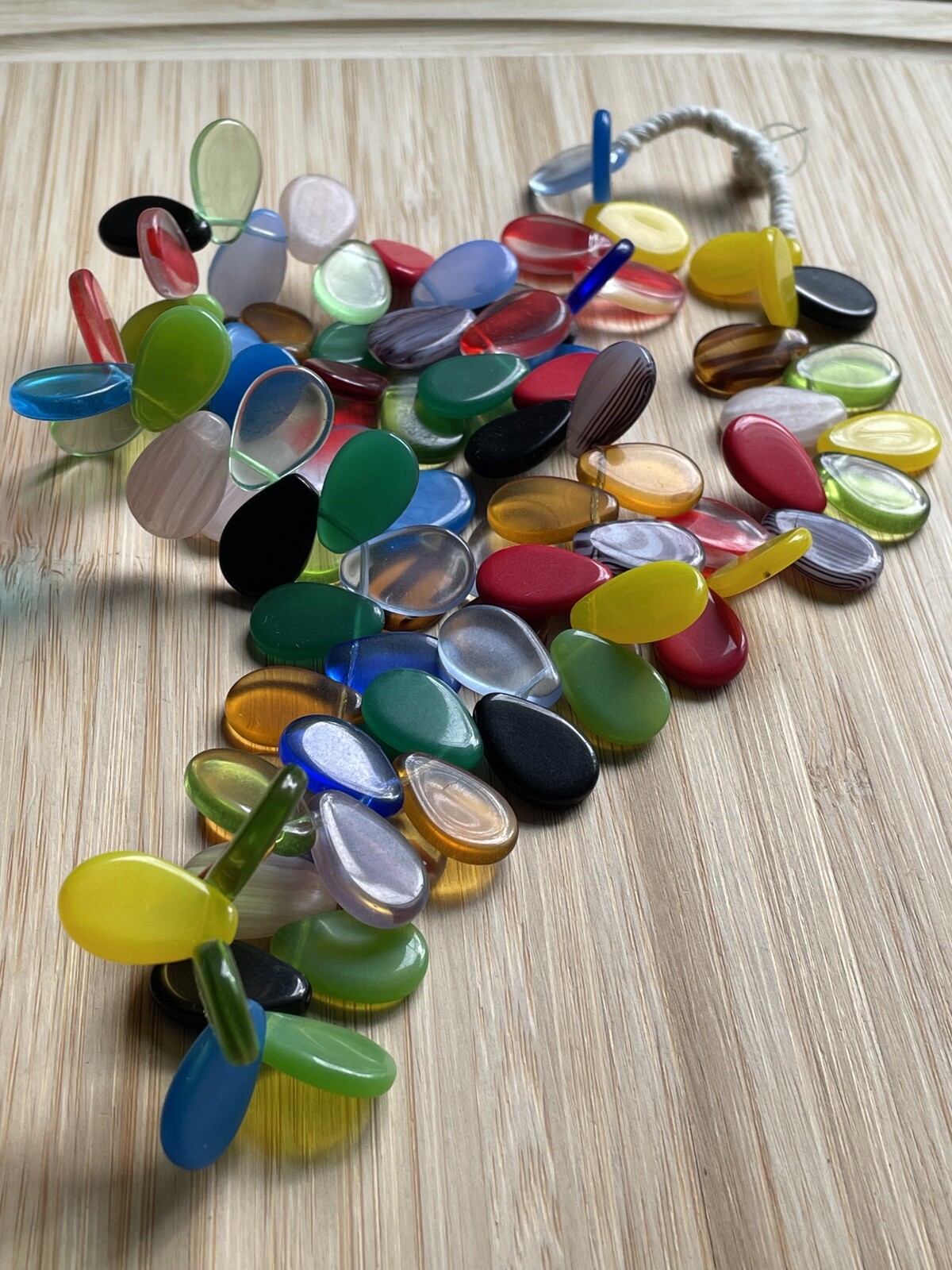 African Trade Beads Mali Wedding Necklace Czech Paddle Glass