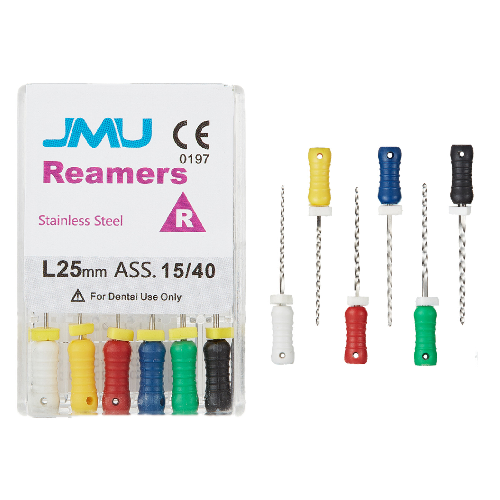 JMU 6pcs Dental Endodontic Stainless Steel Root Canal Hand Use Reamers 21-31mm