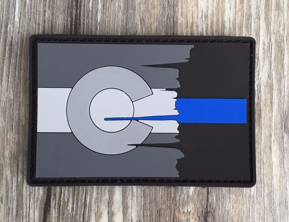 Subdued Tattered Colorado State Flag Thin Blue Line PVC Patch