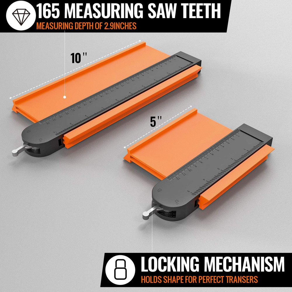 Contour Gauge Duplicator Set, 5" & 10" Profile Tools for Precise Shape Copying
