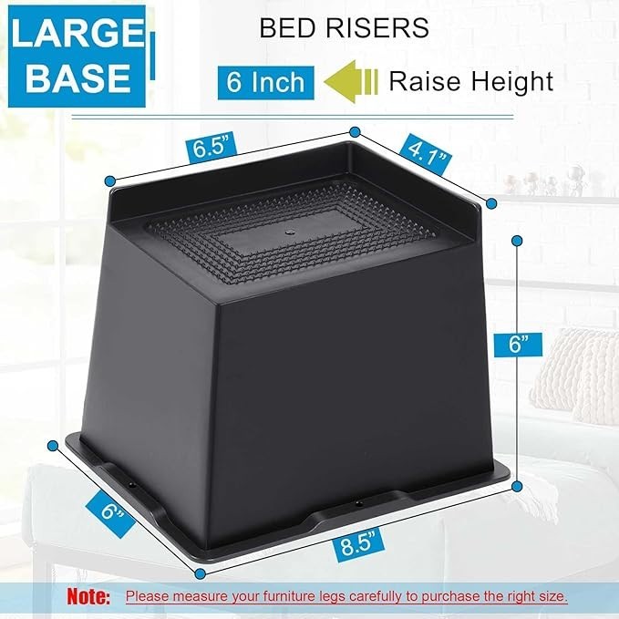 Bed Risers 6 inch Heavy Duty, Oversized 6 Pack