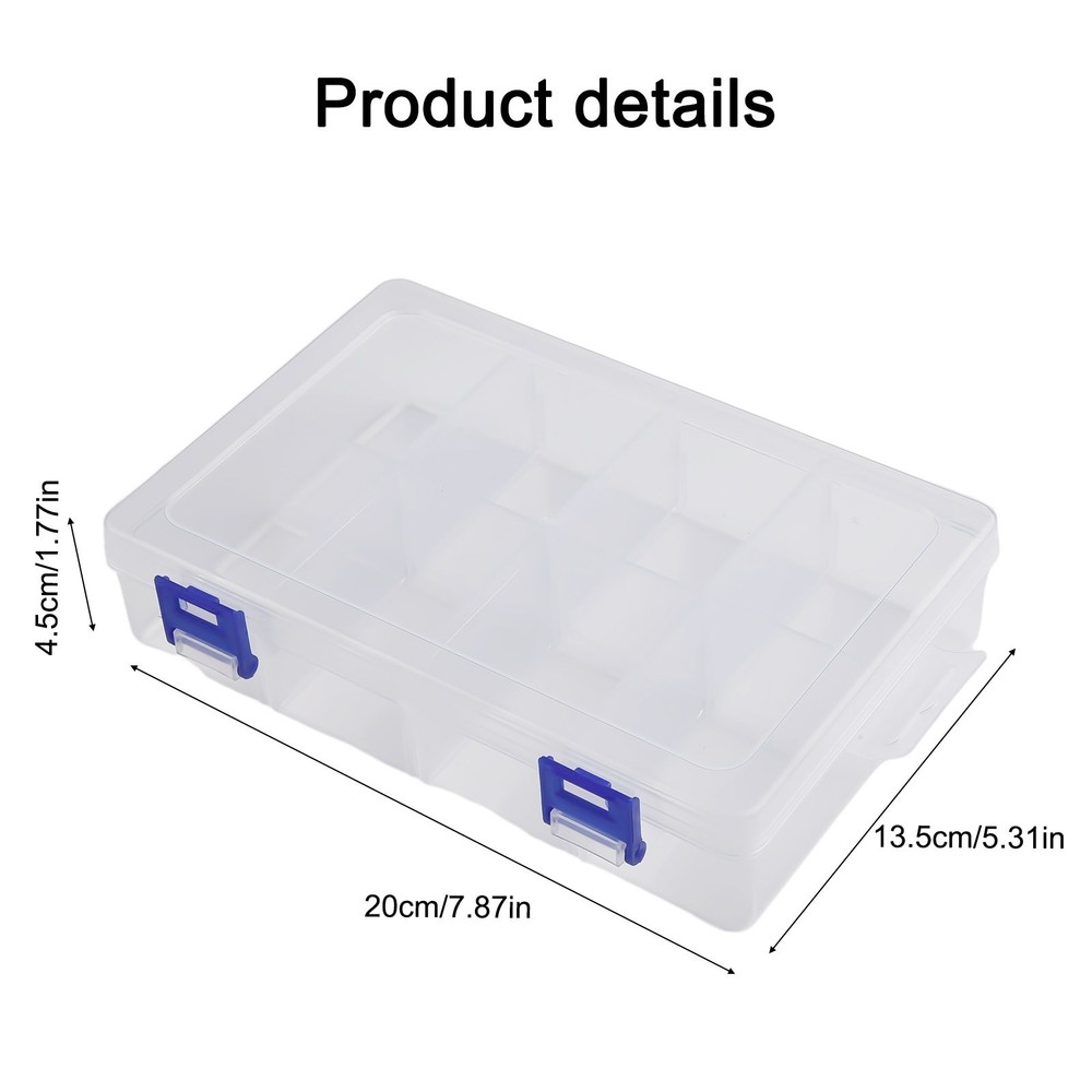 Earring Storage Box Container 8 Grids Adjustable Compartment Dustproof