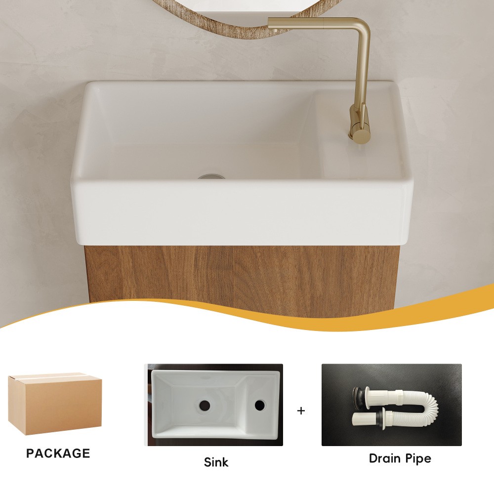 Modern Floating Bathroom Vanity with Intergrated Ceramic Basin
