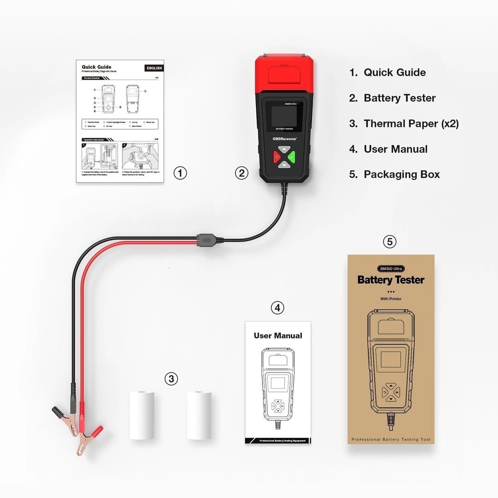 12/24 V Hand Held Battery-Electrical System Tester w/ Printer