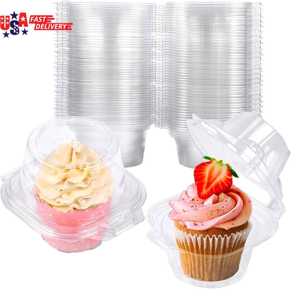 50 Pack Individual Cupcake Containers Plastic Cupcake Boxes Cupcake Holders Stac