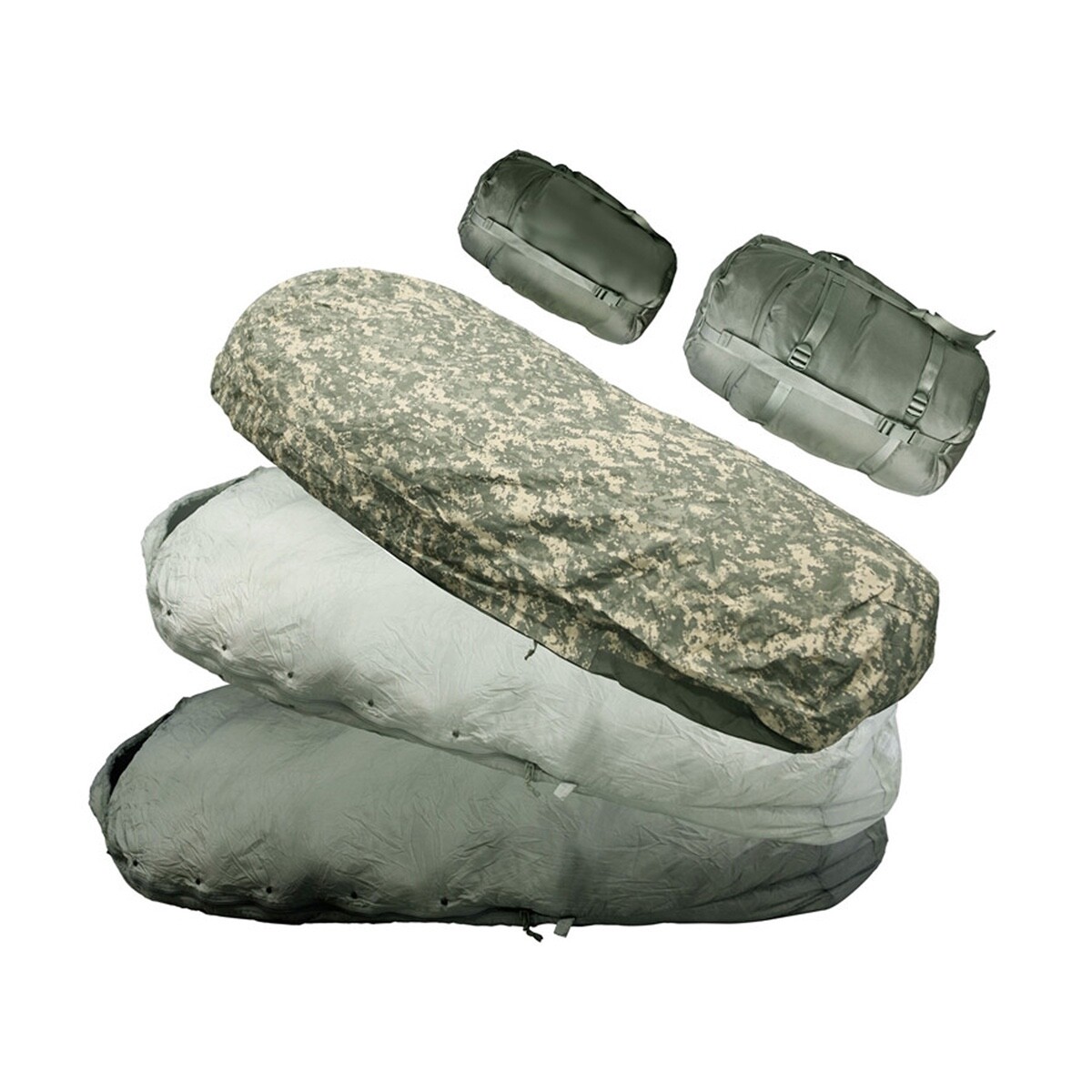 Combo 5-Piece Mod Sleep System ACU, 1 ACU Ruck, Sleep Pad, Canteen & Cup, APack