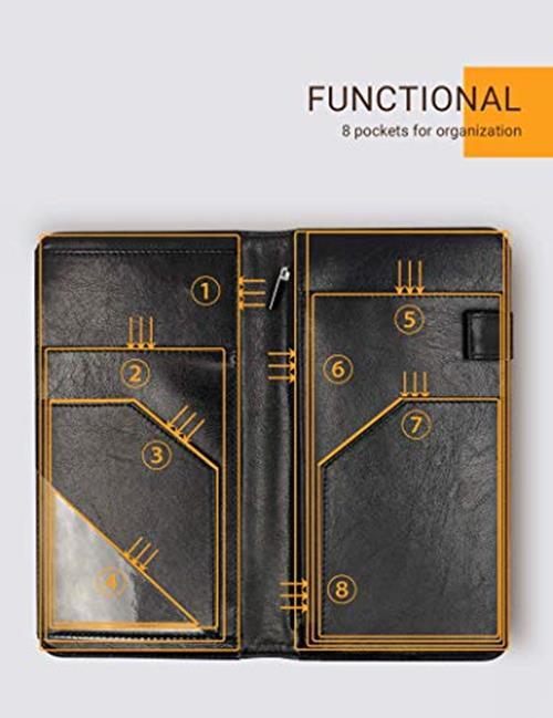 Server Book with Zipper Pocket, 5 X 9 Waitress Book, Magnetic Closure Pocket