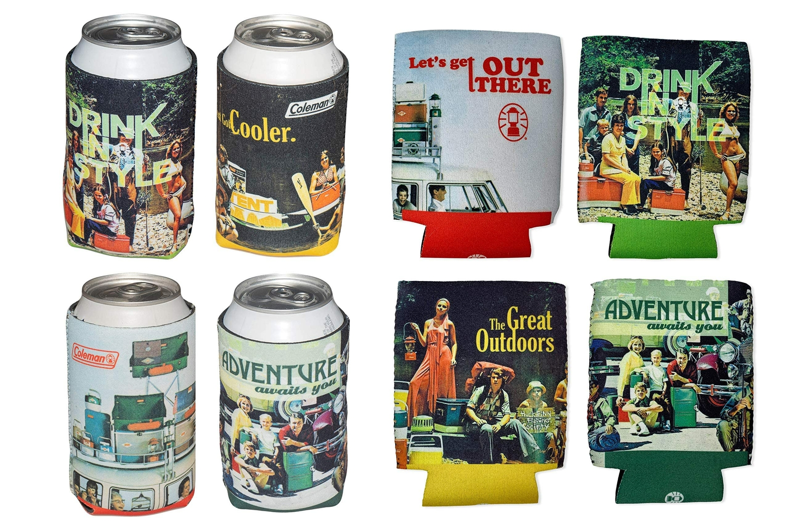 Vintage Coleman (4 Pack) Koozie Holders, Throwback Collection, Drink, Bottle