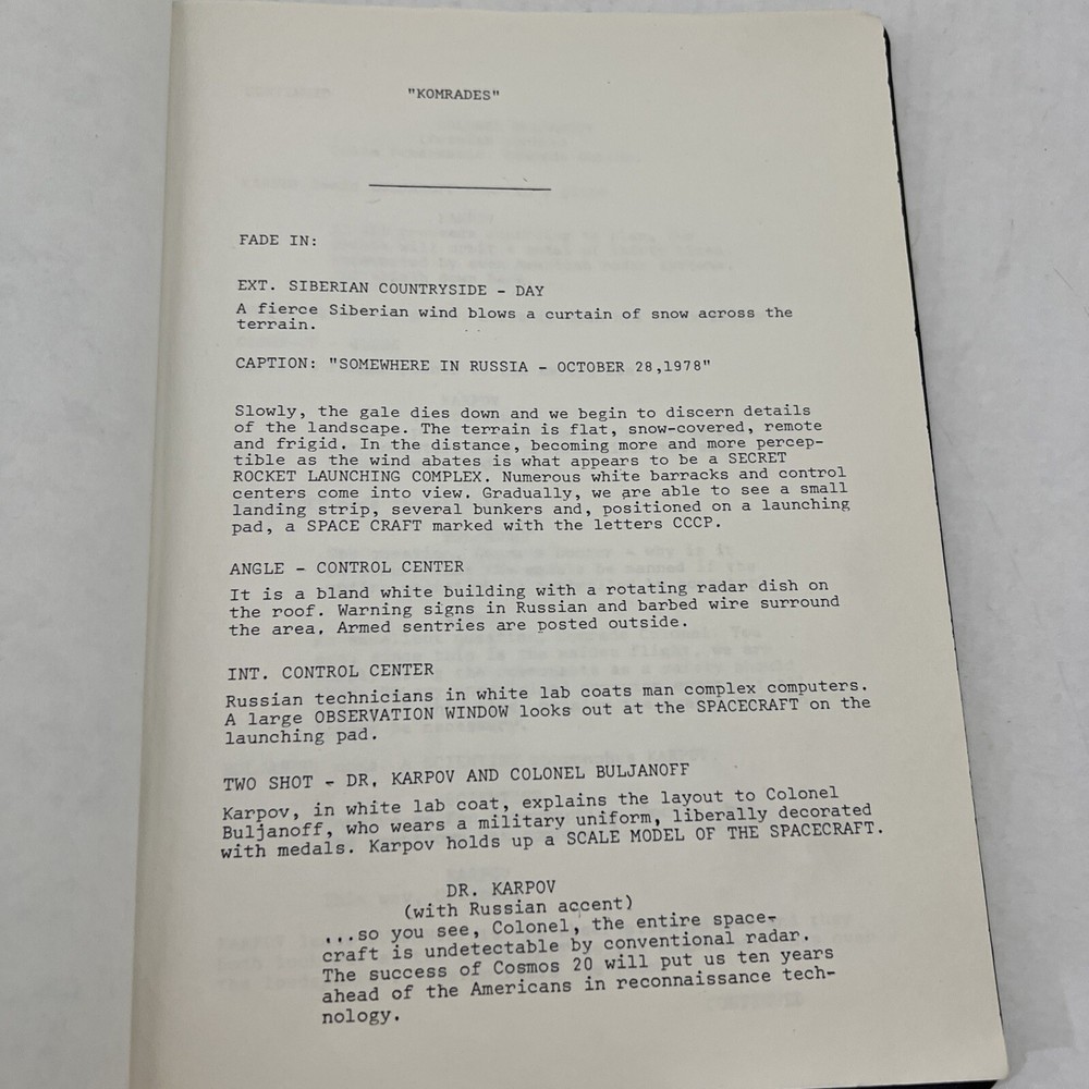 JOHN BLUMENTHAL KOMRADES MOVIE SCRIPT 1978