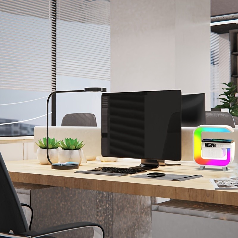 Desktop Alarm Clock with Multifunction Wireless Speaker - Button Control