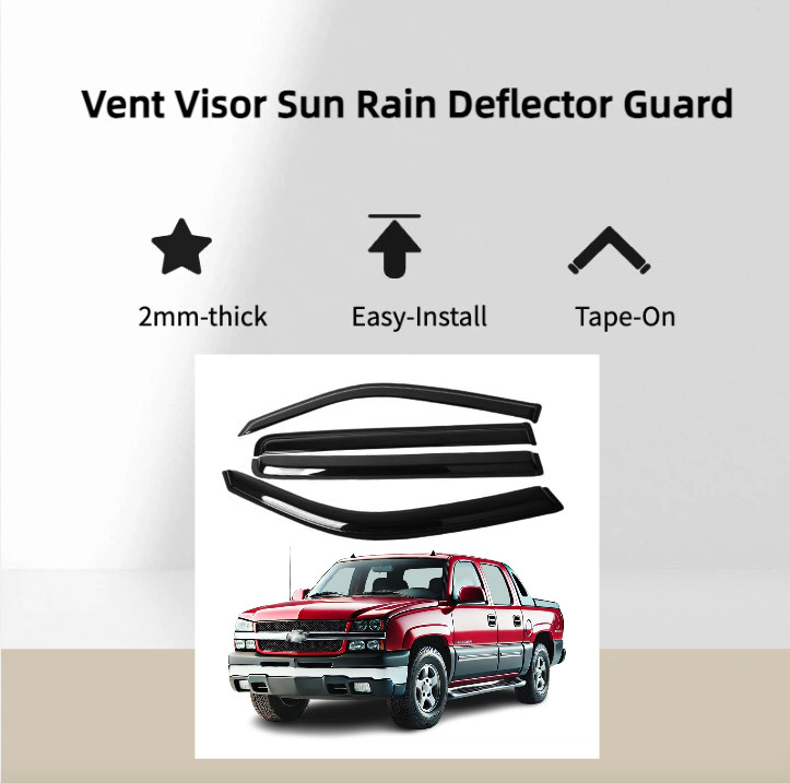 Side Window Vent Visor Sun Rain Deflector Guard for Chevrolet Avalanche 02-06
