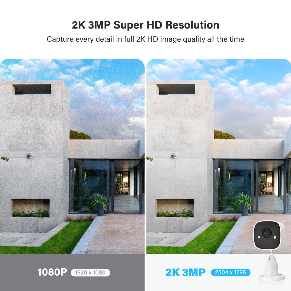 4-Pack Wireless 2.4G WiFi Security Camera System Smart Outdoor Night Vision 3MP