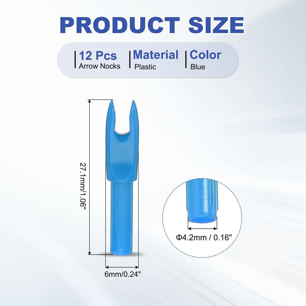 12 Pack Archery Arrows Nocks 4.2mm Plastic Insert Arrow Nock, Blue