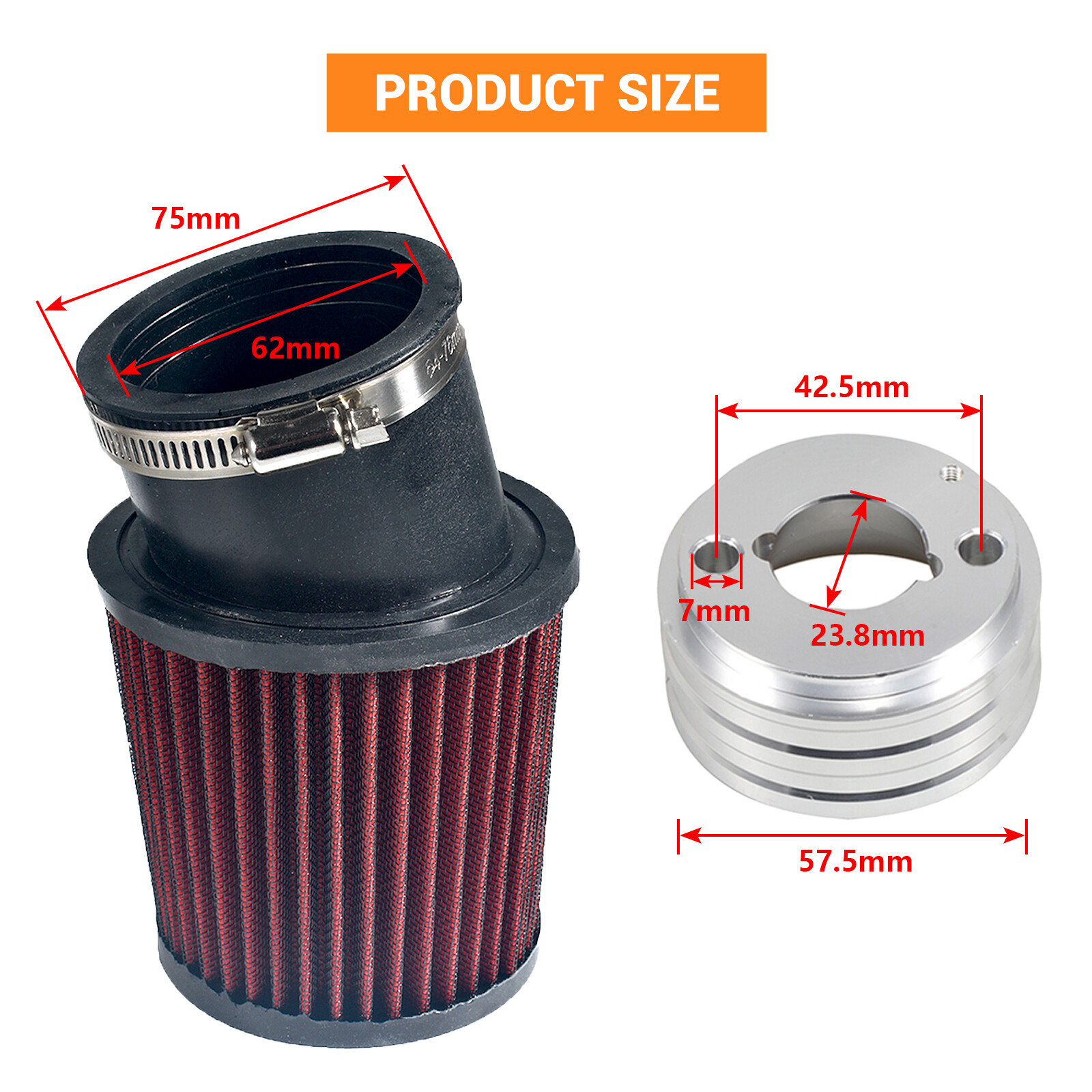 Air Filter & Adapter Kit Fit Predator 212cc Engine Racing Go Kart Cart Mini Bike