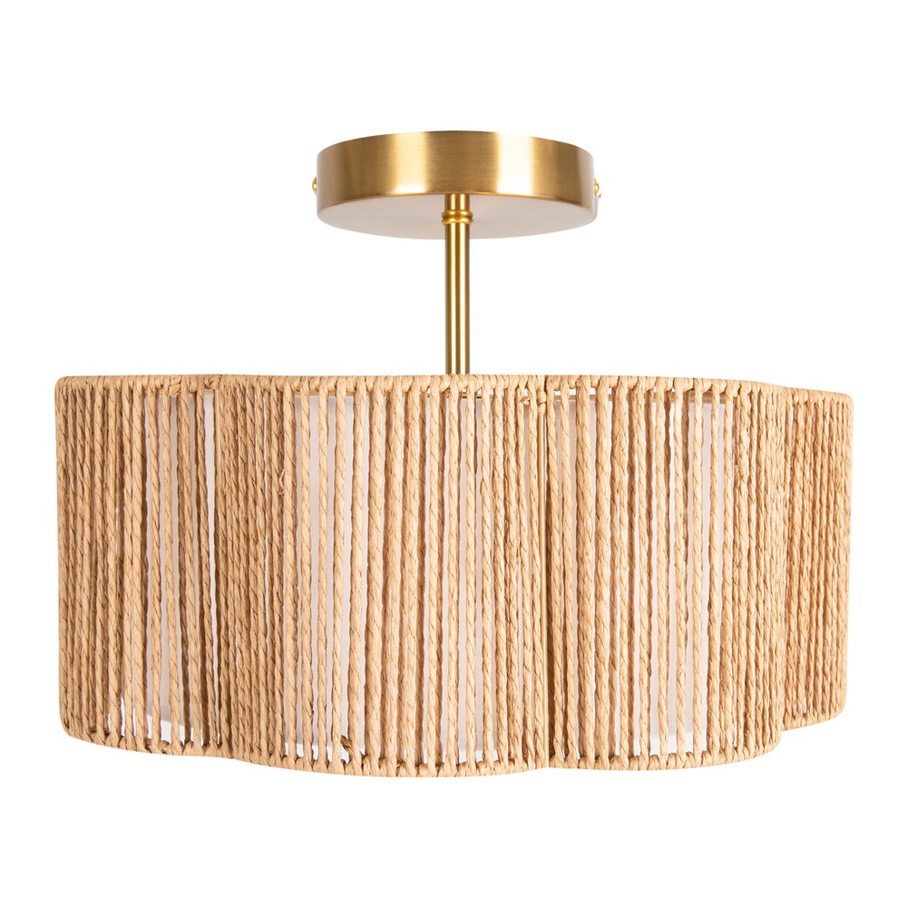 Rustic Ceiling Mount Rattan Light Ceiling Lamp Flush Mount Chandelier Fixture
