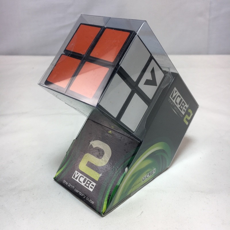 V-CUBE 2x2 Brain Teaser Cube Multi-Color Flat Puzzle Black Plastic VCB-2-BLACK
