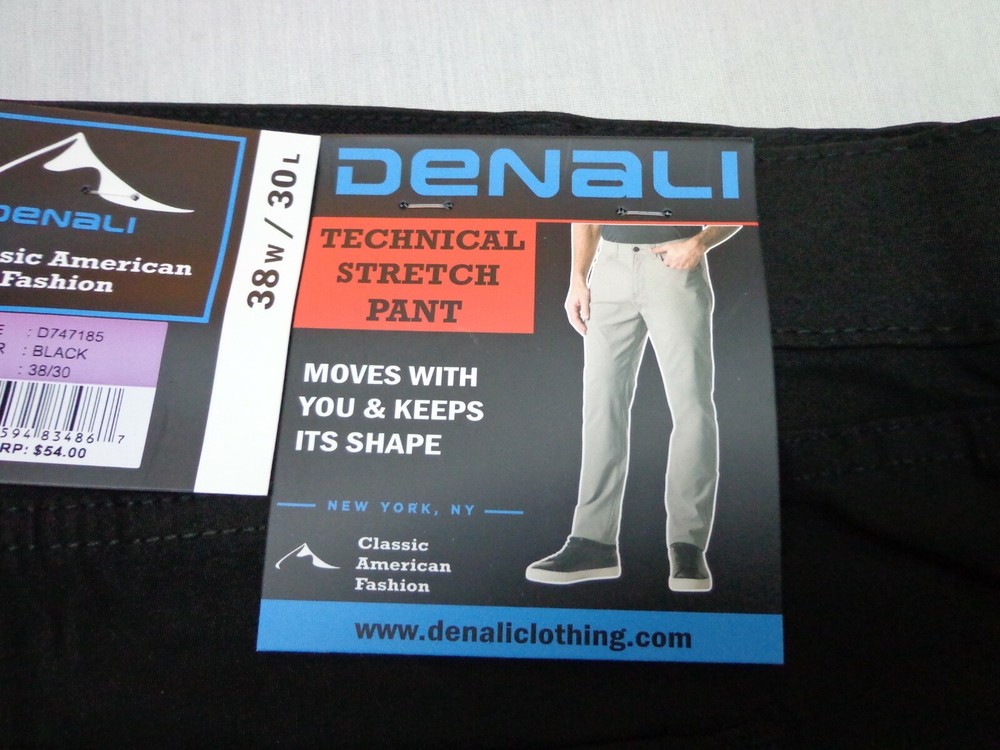 DENALI Black Technical Stretch Pants NWT 38/30 MSRP $54