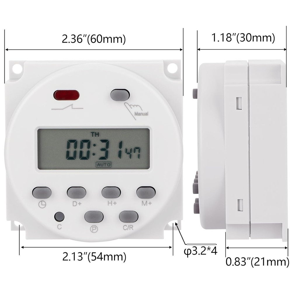 Timer Switch, CN101A, DC/AC 24V 16Amp, Digital LCD Power Programmable Timer Time