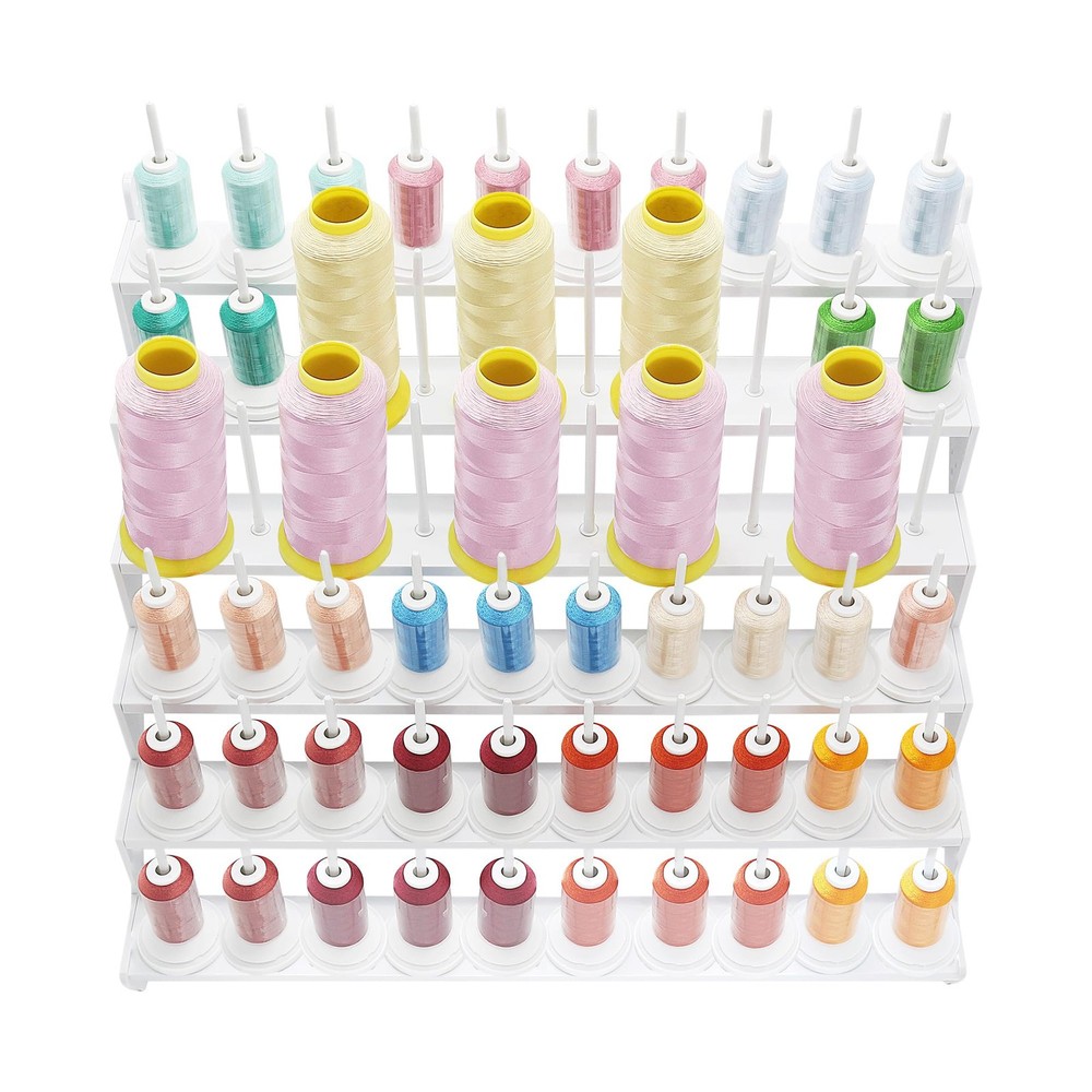 60 Spool Thread Rack Stand Long Pegs White Plastic Holder Organizer STS60D