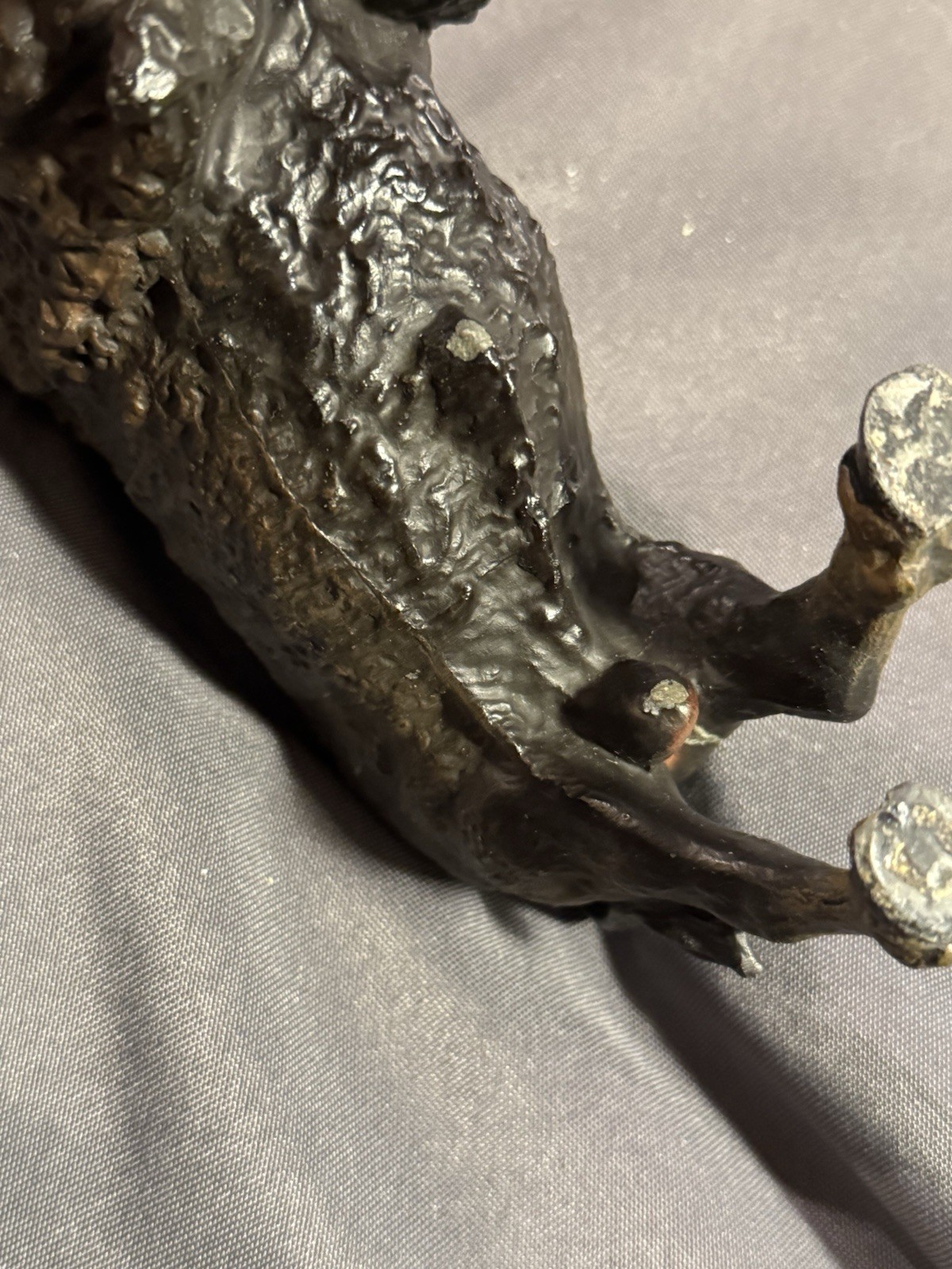 Antique Cold Painted Buffalo Inkwell Sculptural Desk Object w/ insert