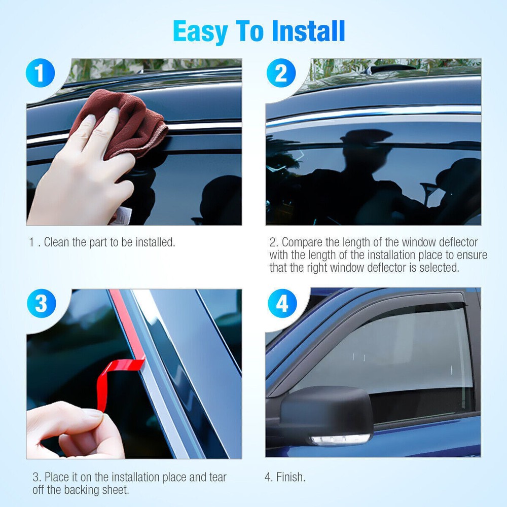 For 2003-2008 Honda Pilot Window Visor Vent Shade Sun Rain Guards Wind 4x