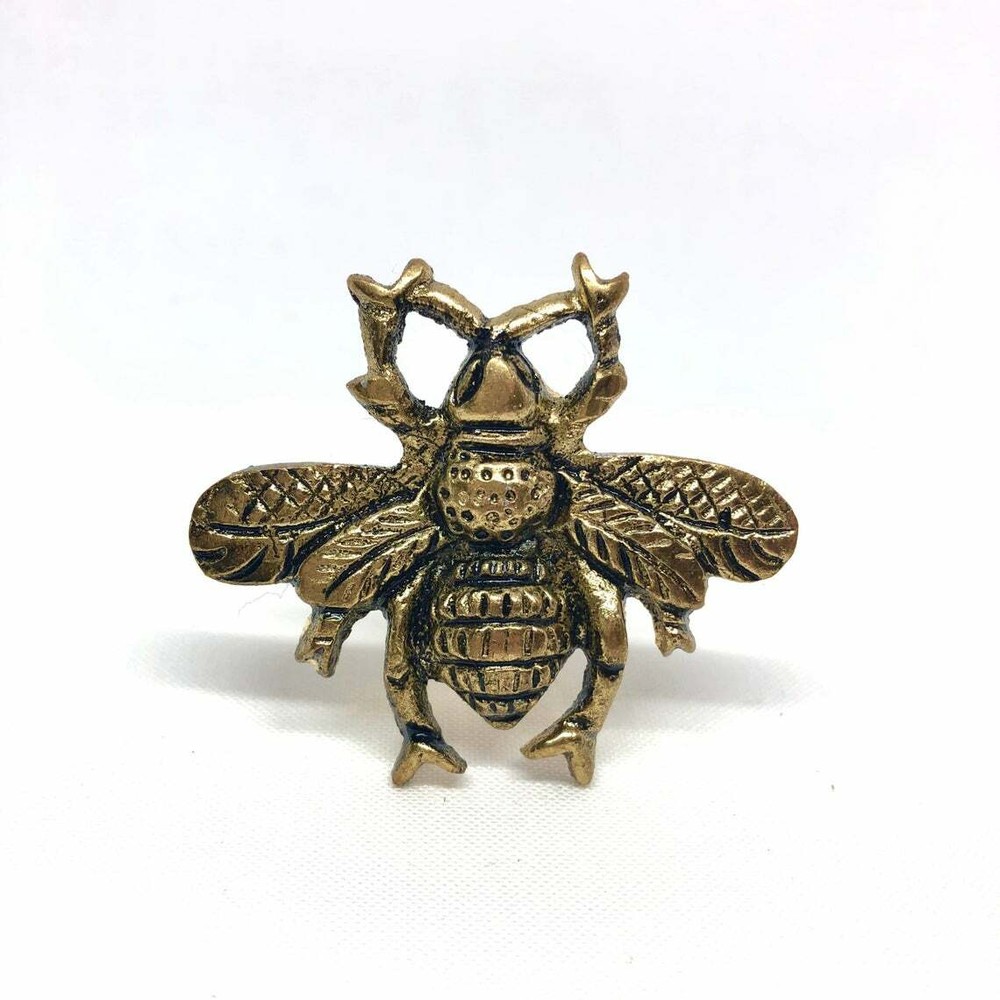 2 Vintage Gold Brass Bumblebee Bee Wardrobe Drawer Pulls Knobs Cabinet Handles