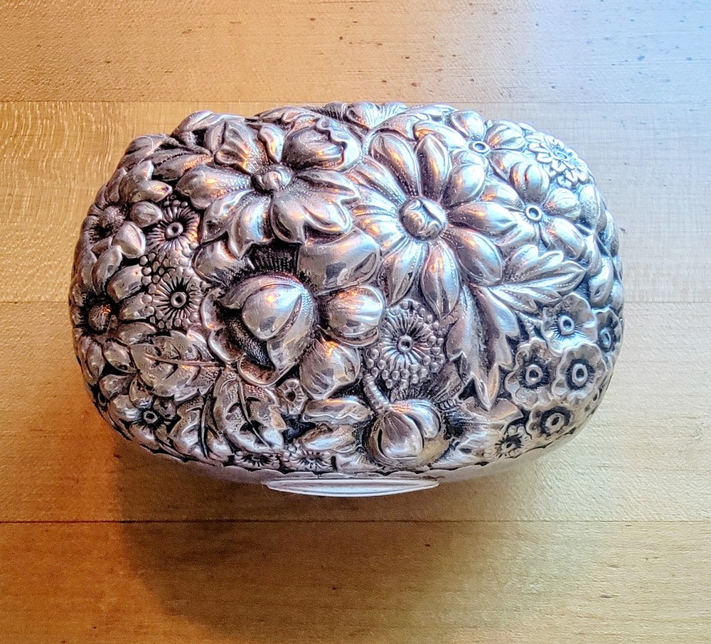 Antique Gorham Sterling Silver Repousse Soap Box Circa 1903