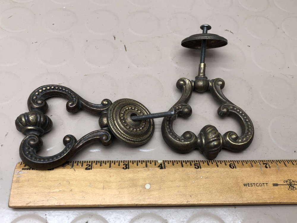2 Antique-Bronze Large Heavy Drop Furniture Hardware Pulls Knobs w/Backplate