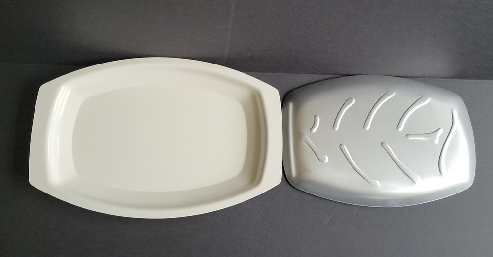 Nordic Ware #52 Creme Color Bakelite Sizzler Server Platter Set