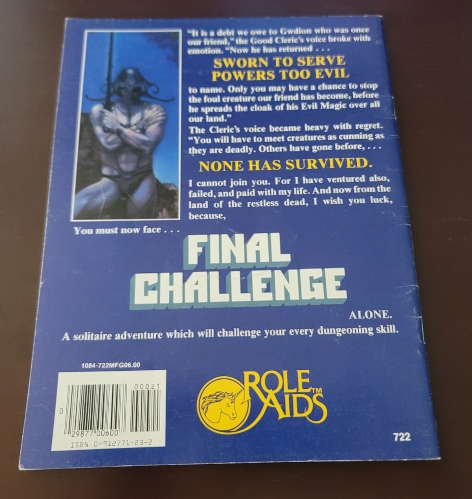 D&D AD&D Dungeons & Dragons Final Challenge Role Aids 722 Mayfair