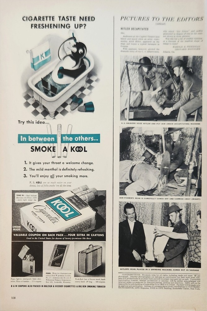 1940 Kool Cigarettes Vintage Ad in between the others