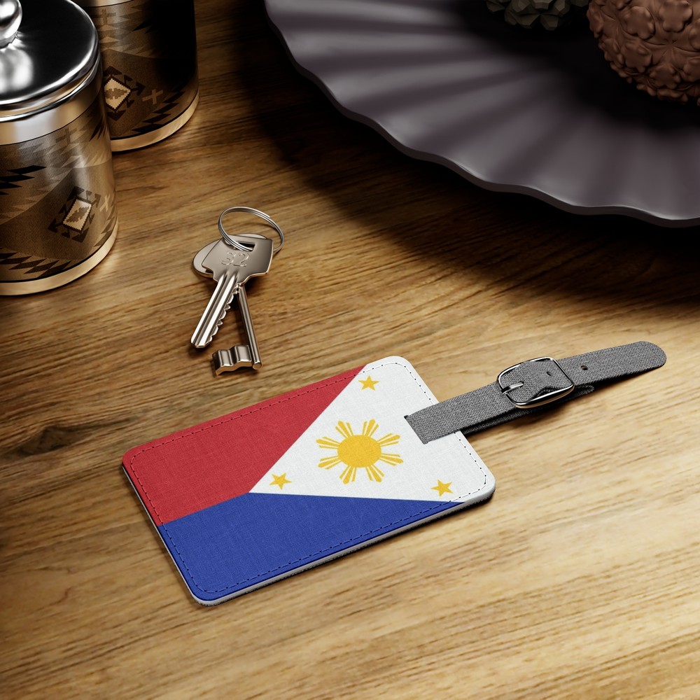 Philippines Flag Saffiano Polyester Luggage Tag, Rectangle