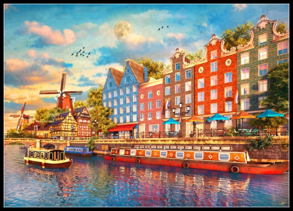 Amsterdam Sunset - DIY Chart Counted Cross Stitch Patterns Needlework DMC
