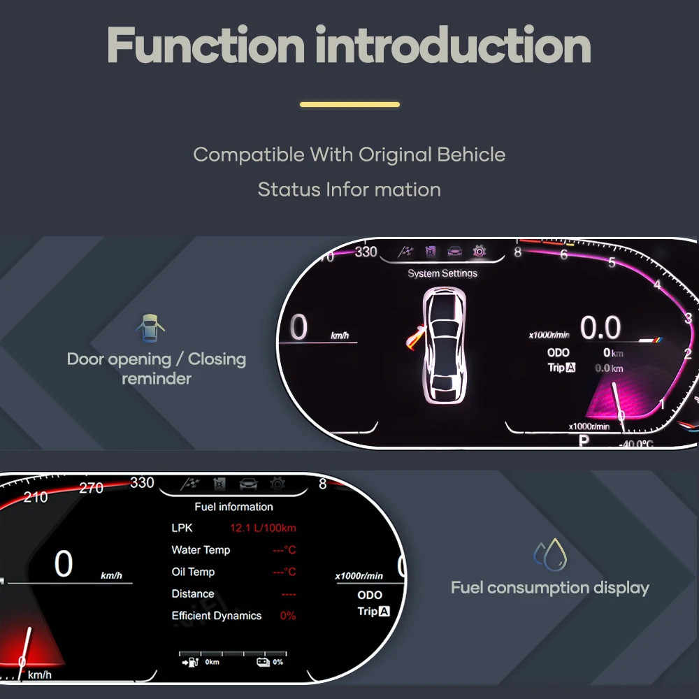 12.3 ''Digitale Dashboard with Steering Wheel Control LED Built-in Screen